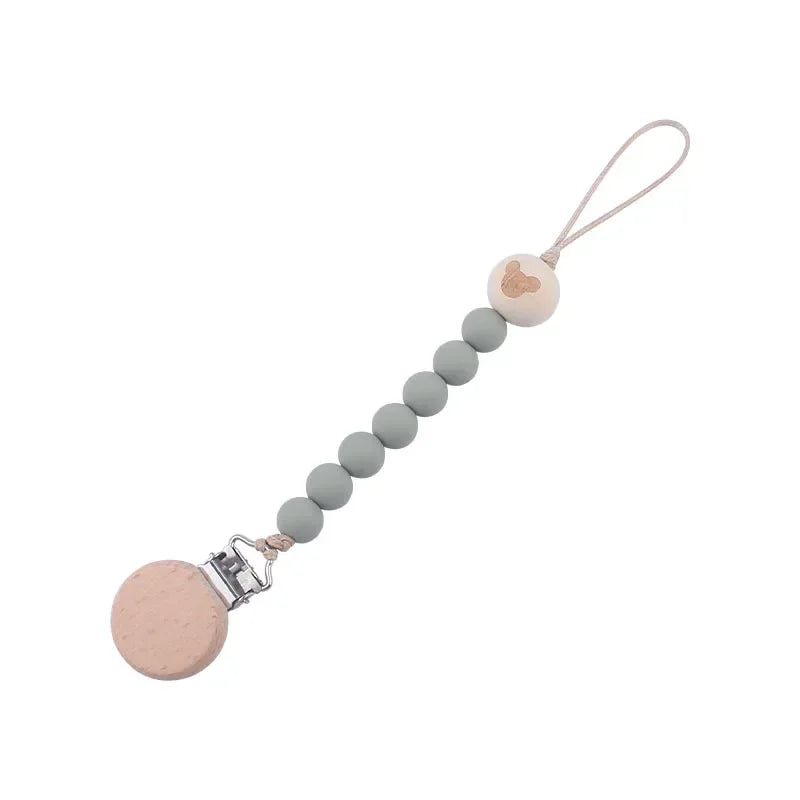 🌷 Personalized Soother Clip with Engraved Name — Silicone & Wood Clips, Baby Pacifier Holder, New Baby Gift