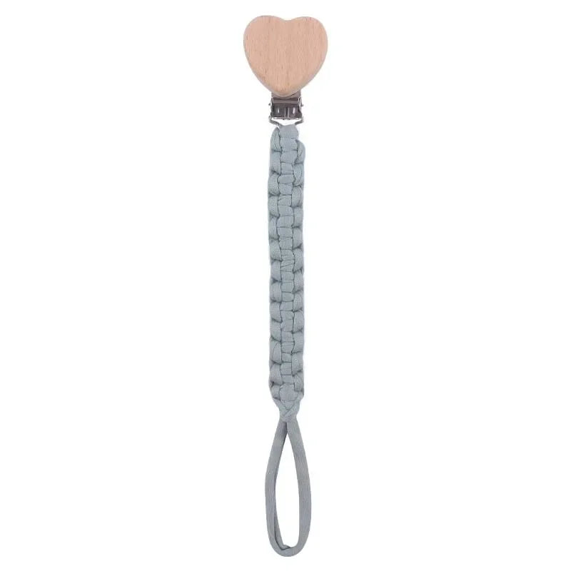 🧶 Personalized Woven Name Pacifier Clip — Ribbon & Wood, Unique Handmade Soother Holder, Baby Shower Gift