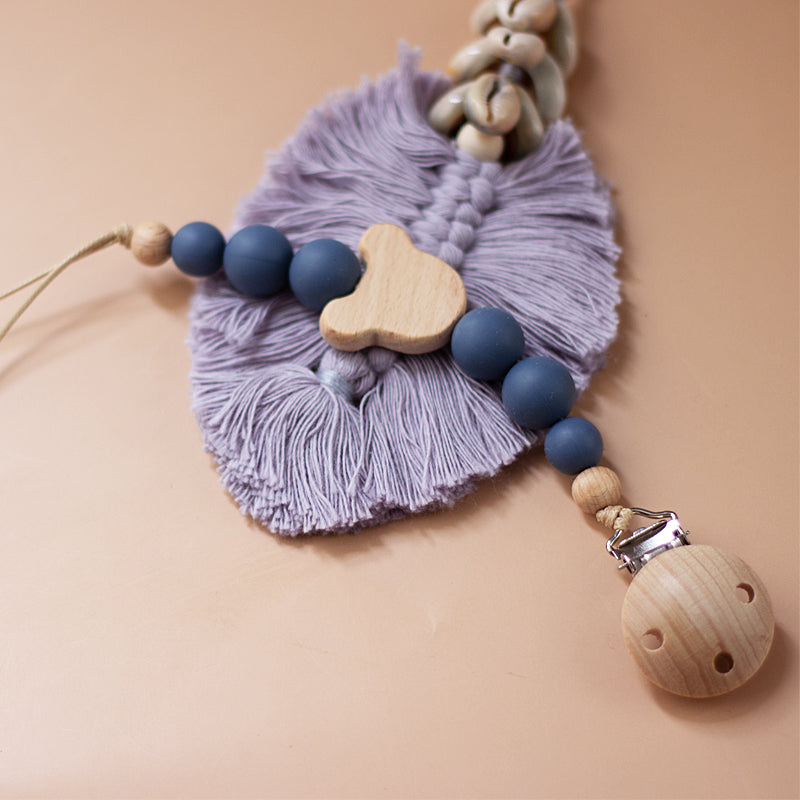 🌿 Personalized Name Pacifier Clip — Silicone & Wooden Beads, Handmade Wooden Soother Holder, Baby Gift