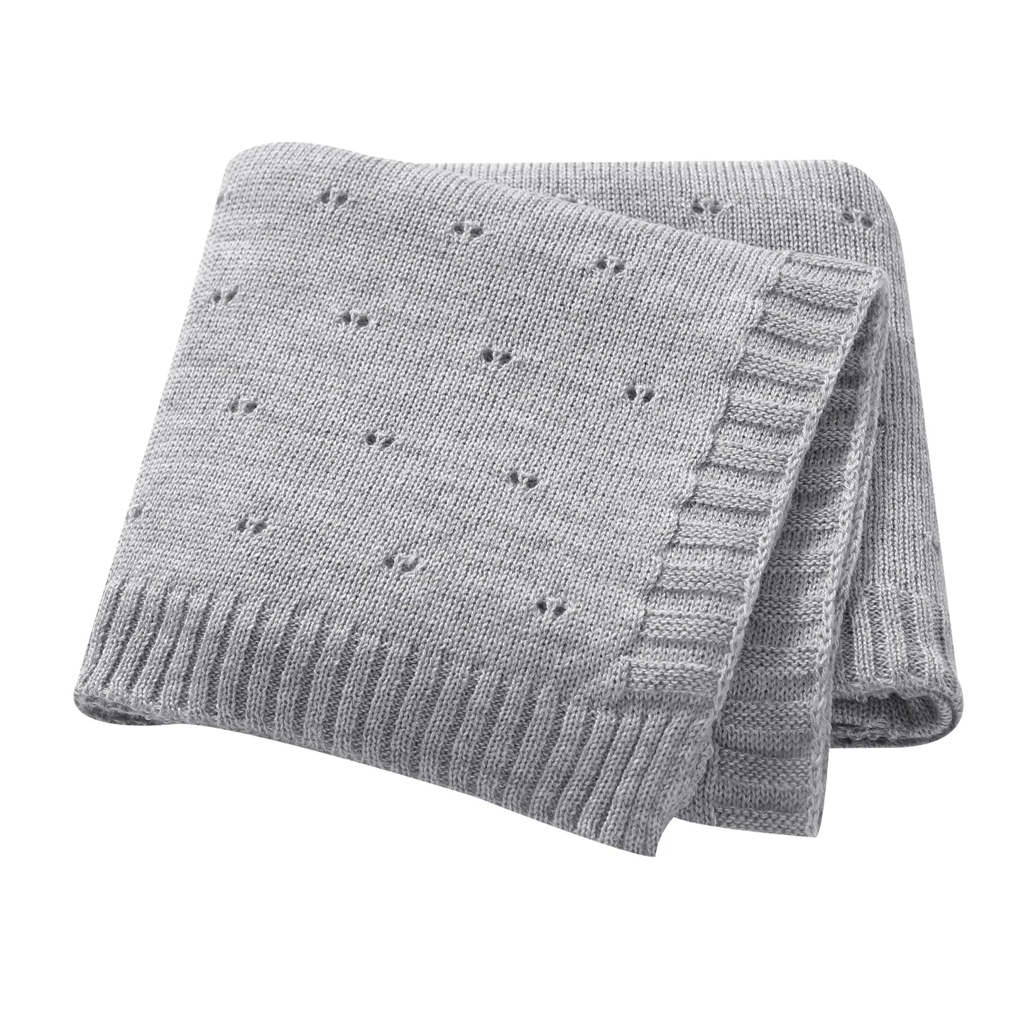 Plain Knitted Blanket for Newborn Baby Boy or Girl, 90 × 70 cm Bedding Quilt, Ultra Soft Stroller Swaddle Blanket, Checked Pattern, Warm Sleeping Bag.