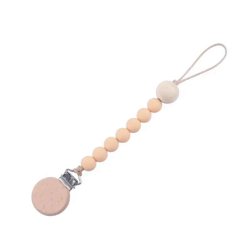 🌷 Personalized Soother Clip with Engraved Name — Silicone & Wood Clips, Baby Pacifier Holder, New Baby Gift