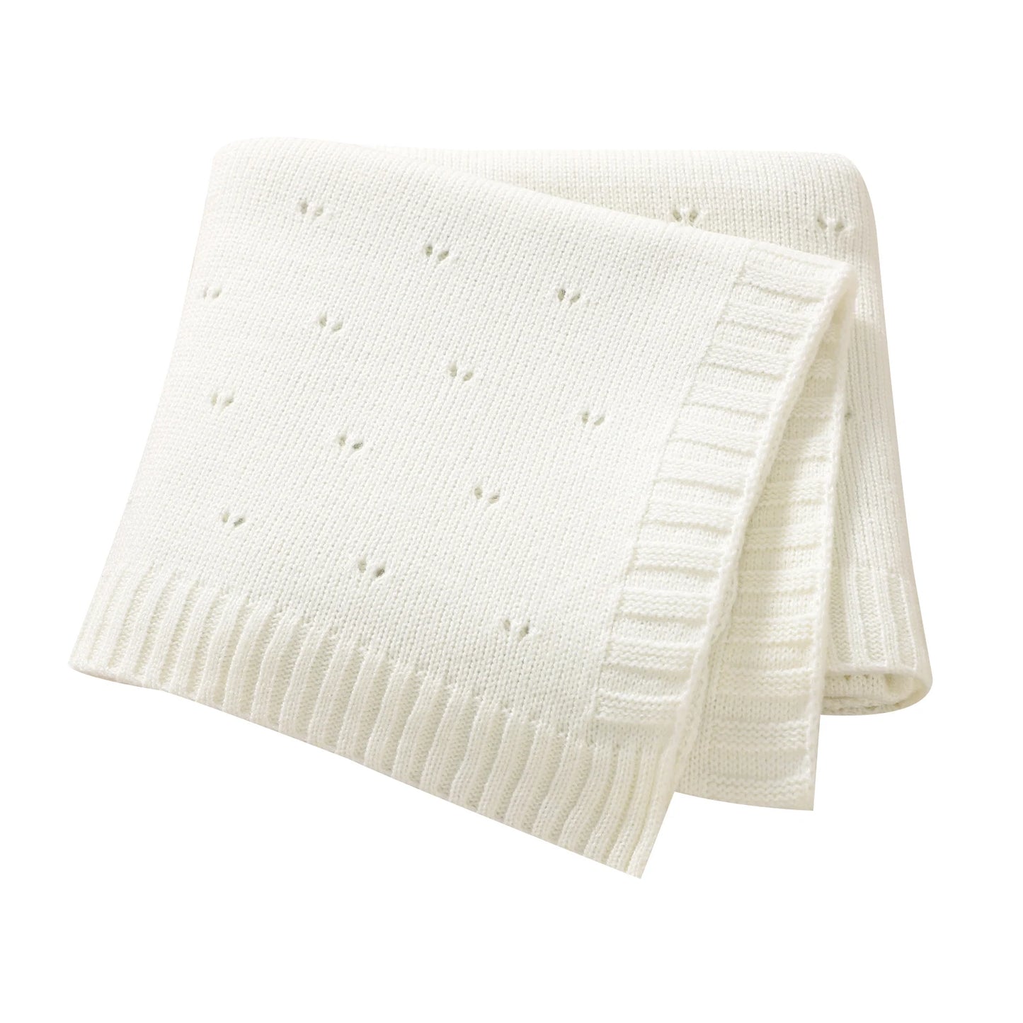 Plain Knitted Blanket for Newborn Baby Boy or Girl, 90 × 70 cm Bedding Quilt, Ultra Soft Stroller Swaddle Blanket, Checked Pattern, Warm Sleeping Bag.