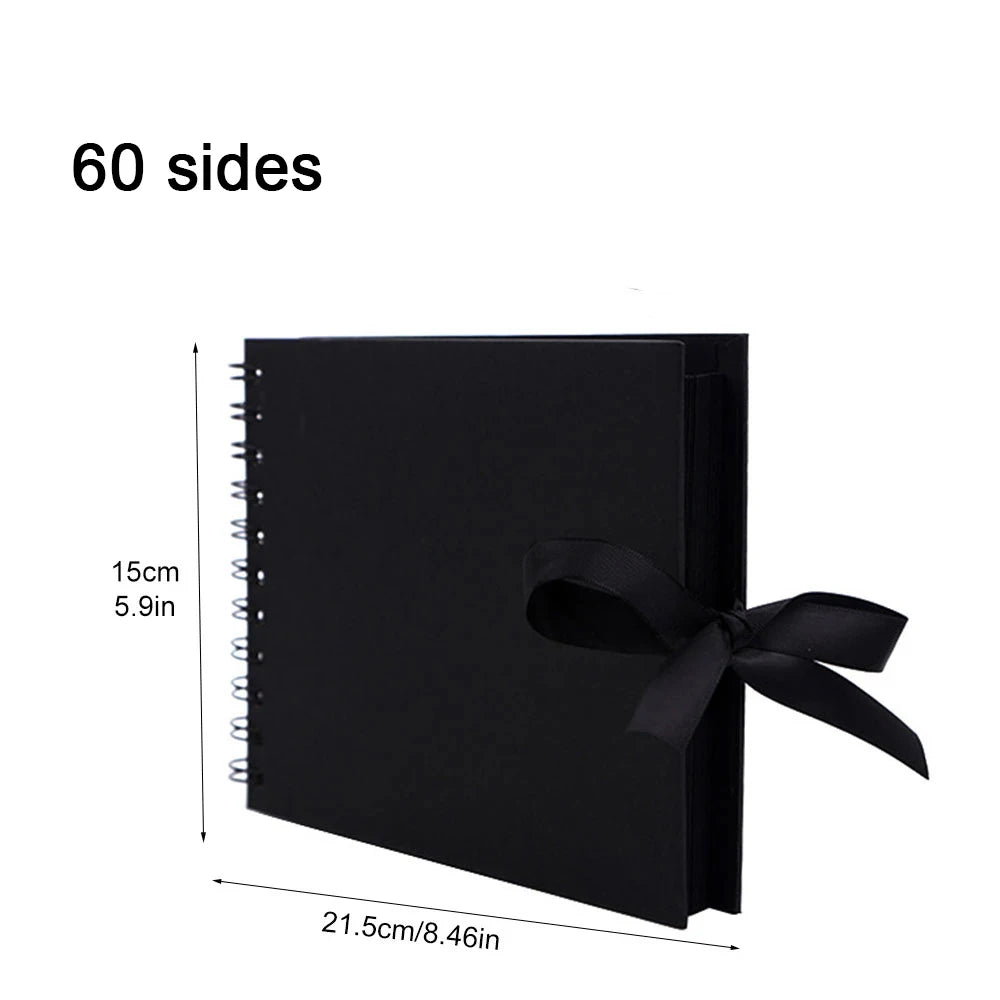 📔 Customizable Scrapbook Photo Album — 80 Black Pages, Kraft Cover, Ideal for Weddings & Births