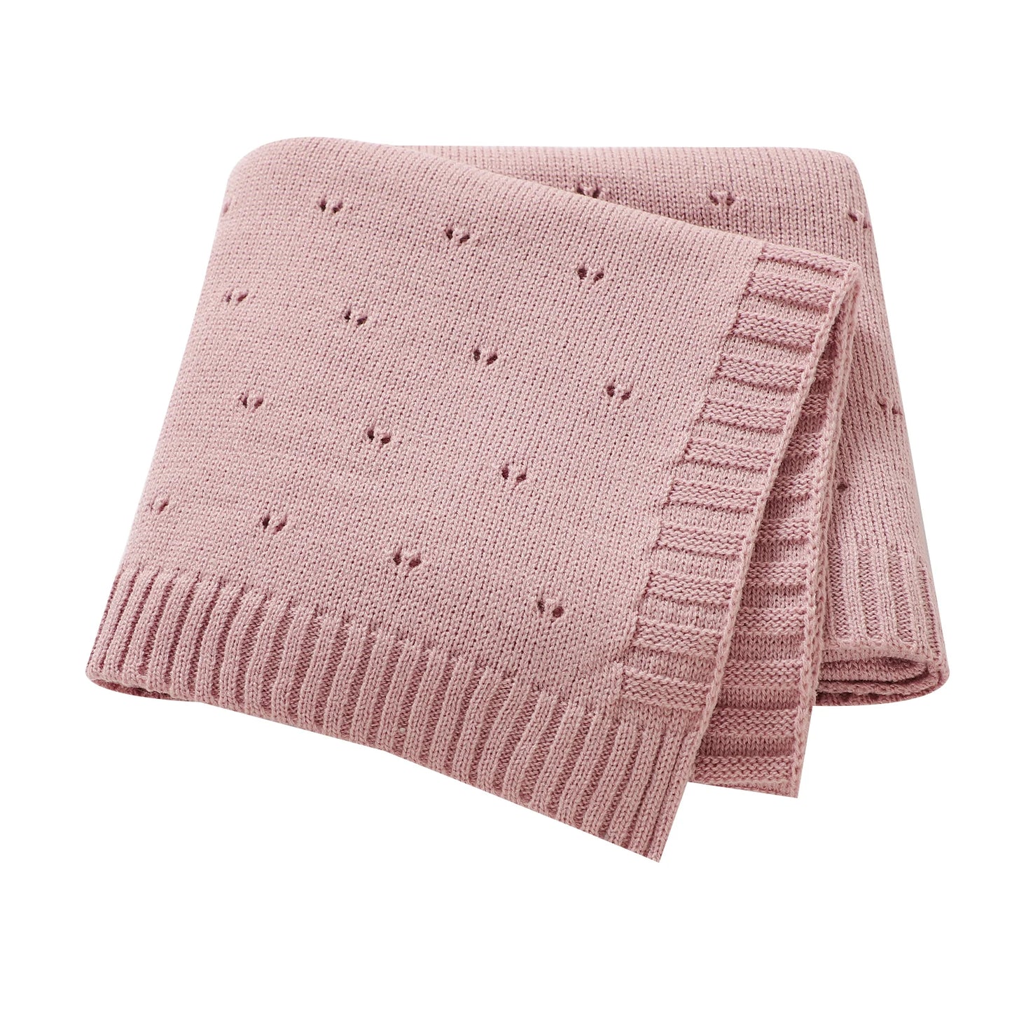 Plain Knitted Blanket for Newborn Baby Boy or Girl, 90 × 70 cm Bedding Quilt, Ultra Soft Stroller Swaddle Blanket, Checked Pattern, Warm Sleeping Bag.