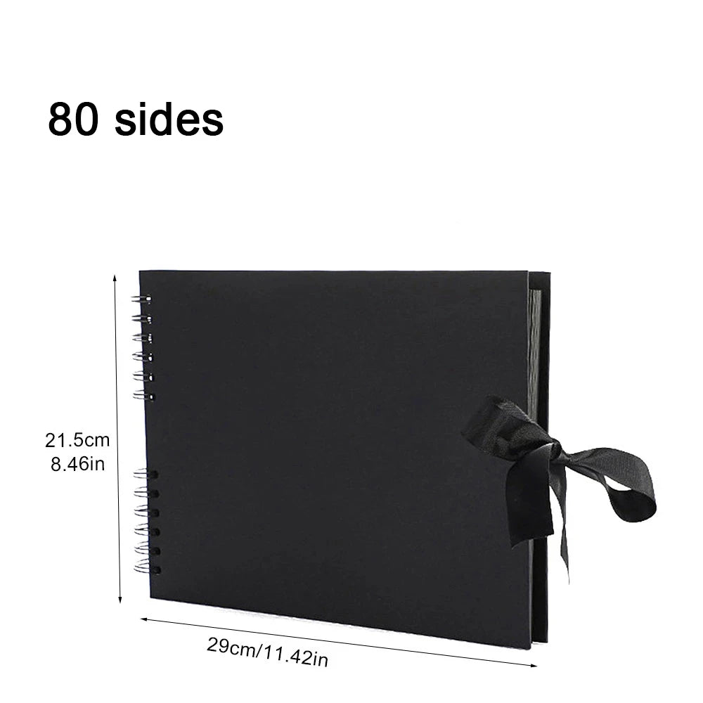 📔 Customizable Scrapbook Photo Album — 80 Black Pages, Kraft Cover, Ideal for Weddings & Births