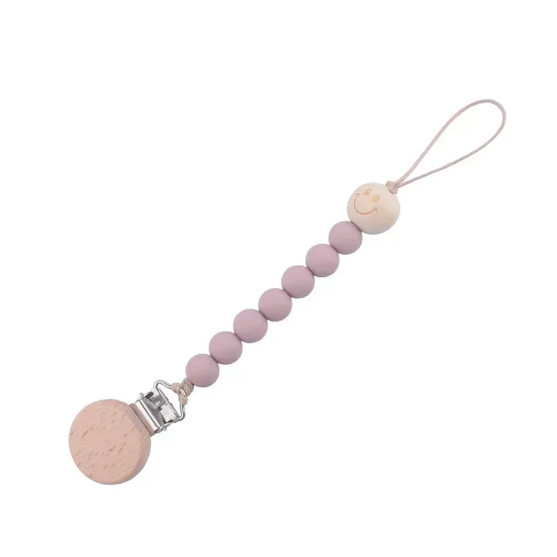 🌷 Personalized Soother Clip with Engraved Name — Silicone & Wood Clips, Baby Pacifier Holder, New Baby Gift