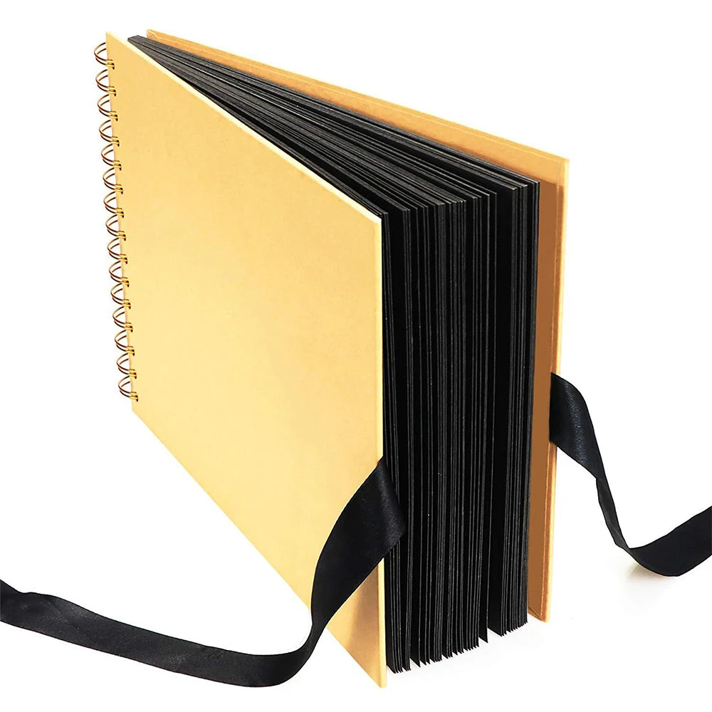 📔 Customizable Scrapbook Photo Album — 80 Black Pages, Kraft Cover, Ideal for Weddings & Births