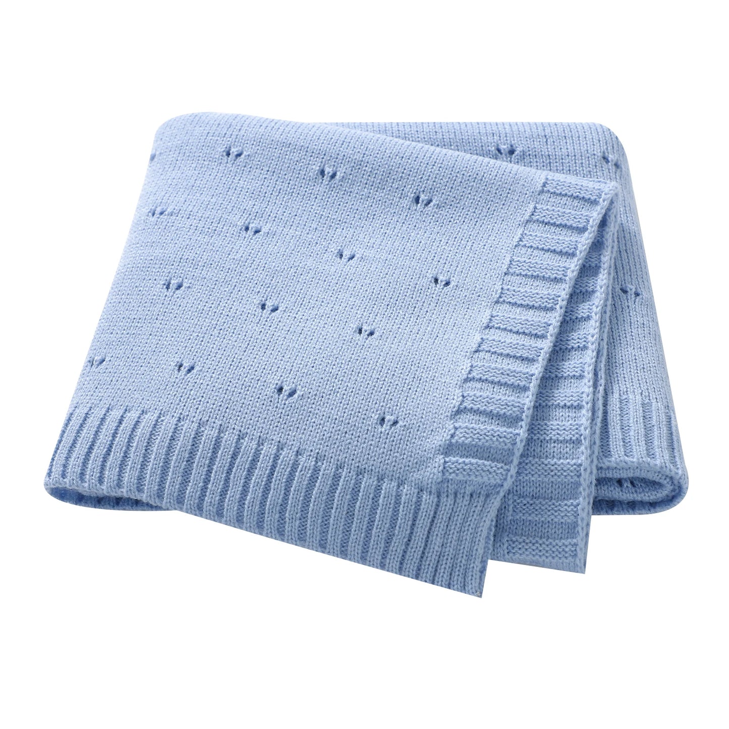 Plain Knitted Blanket for Newborn Baby Boy or Girl, 90 × 70 cm Bedding Quilt, Ultra Soft Stroller Swaddle Blanket, Checked Pattern, Warm Sleeping Bag.