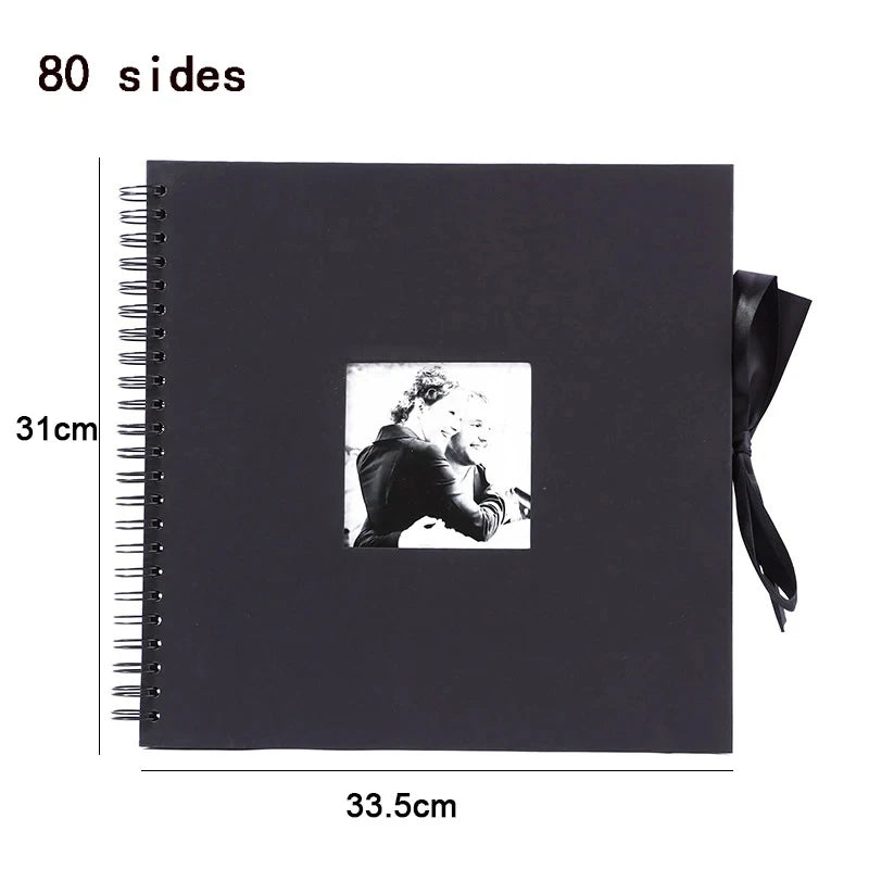📔 Customizable Scrapbook Photo Album — 80 Black Pages, Kraft Cover, Ideal for Weddings & Births