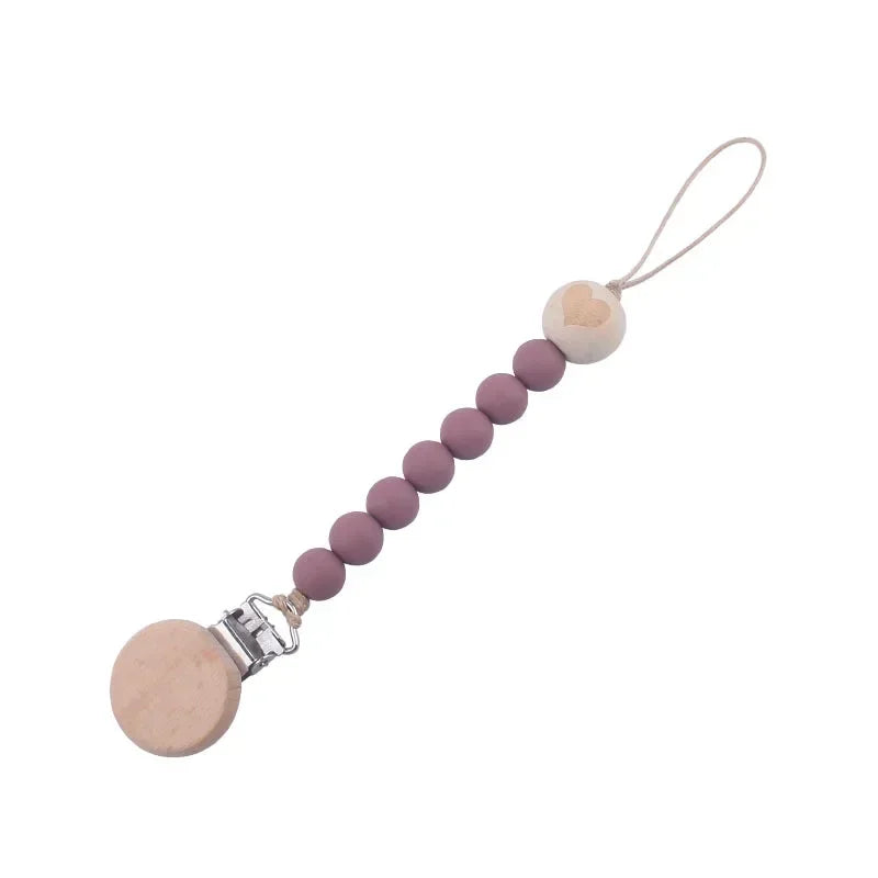 🌷 Personalized Soother Clip with Engraved Name — Silicone & Wood Clips, Baby Pacifier Holder, New Baby Gift