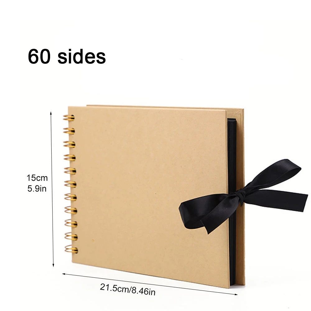 📔 Customizable Scrapbook Photo Album — 80 Black Pages, Kraft Cover, Ideal for Weddings & Births