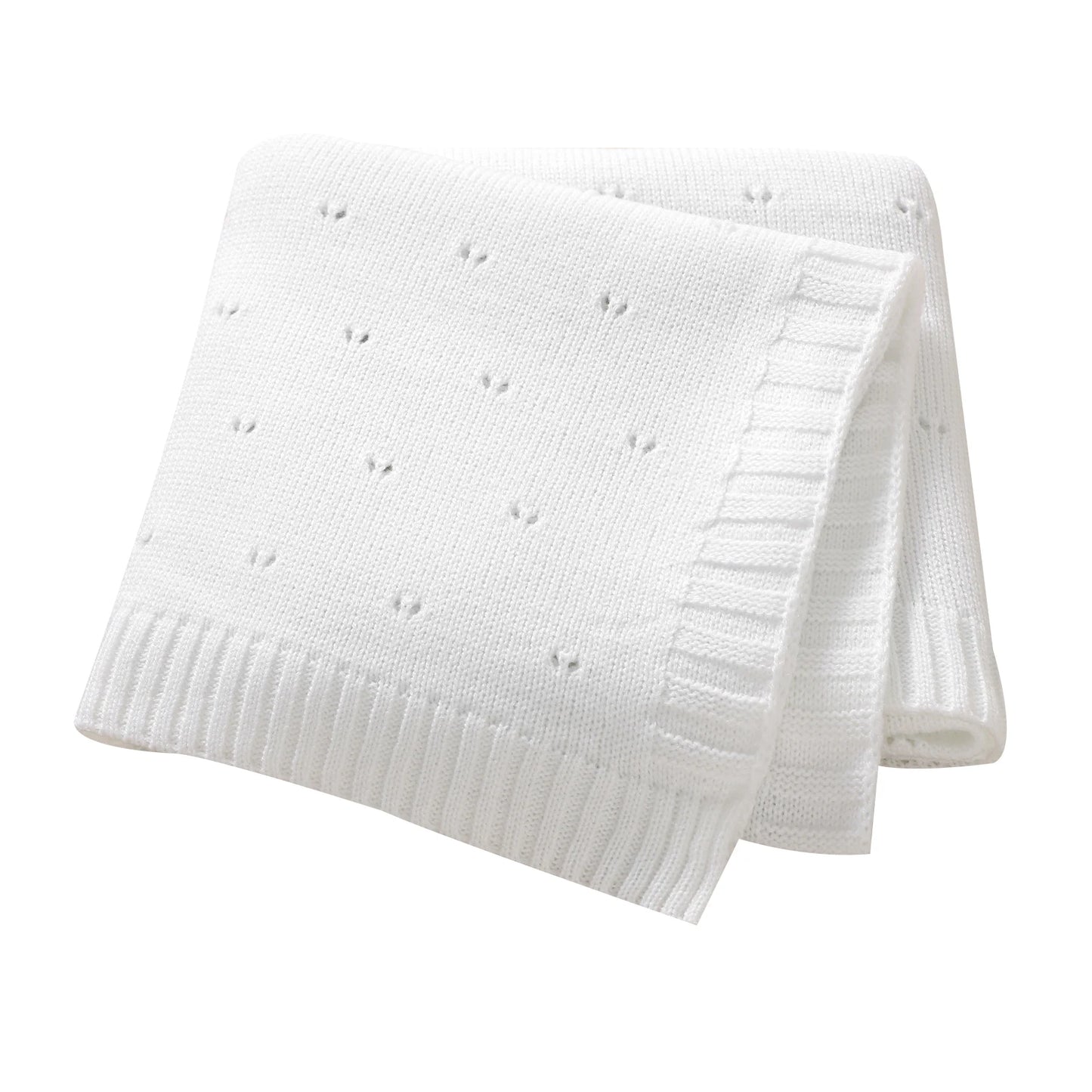 Plain Knitted Blanket for Newborn Baby Boy or Girl, 90 × 70 cm Bedding Quilt, Ultra Soft Stroller Swaddle Blanket, Checked Pattern, Warm Sleeping Bag.