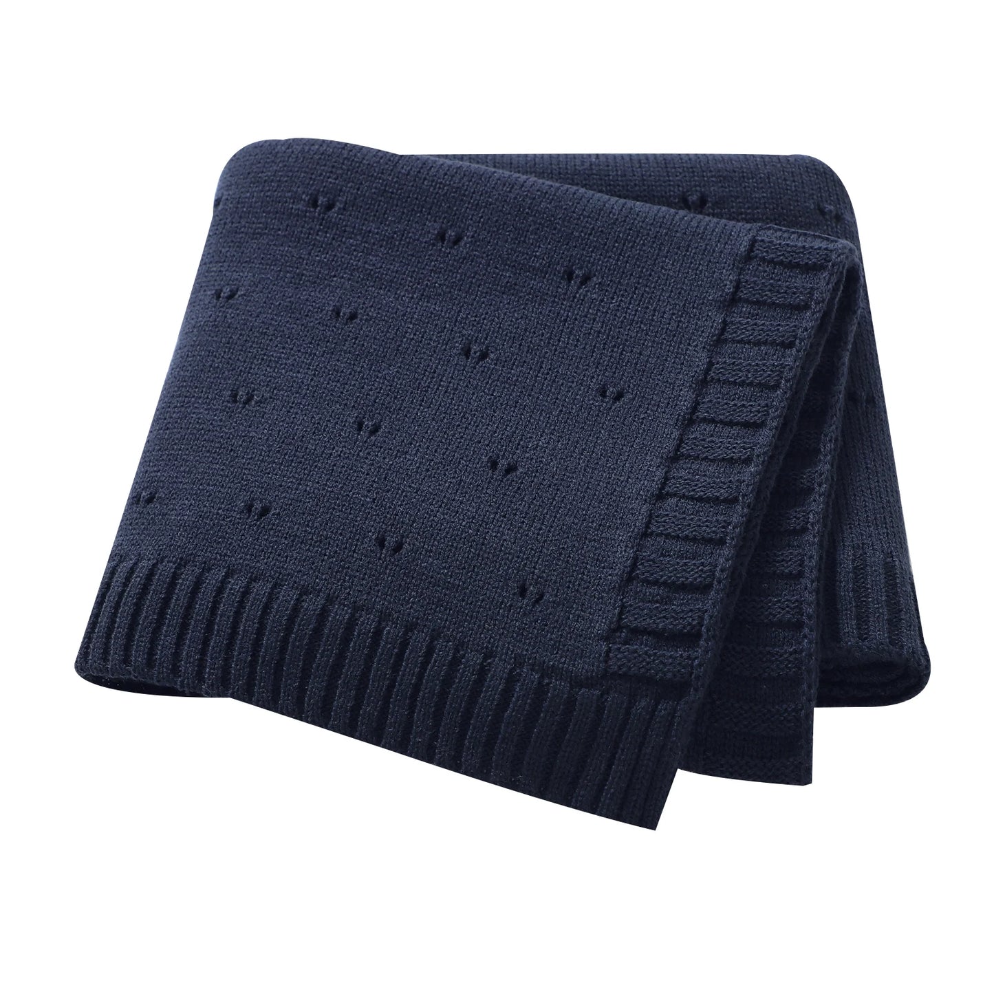 Plain Knitted Blanket for Newborn Baby Boy or Girl, 90 × 70 cm Bedding Quilt, Ultra Soft Stroller Swaddle Blanket, Checked Pattern, Warm Sleeping Bag.