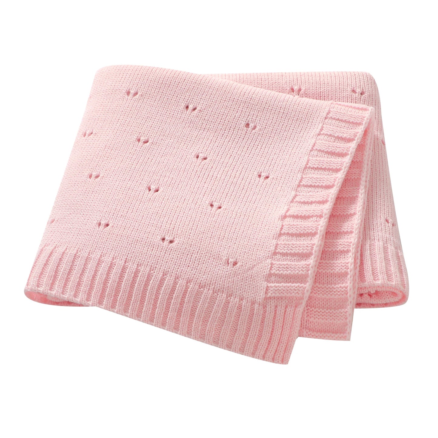 Plain Knitted Blanket for Newborn Baby Boy or Girl, 90 × 70 cm Bedding Quilt, Ultra Soft Stroller Swaddle Blanket, Checked Pattern, Warm Sleeping Bag.