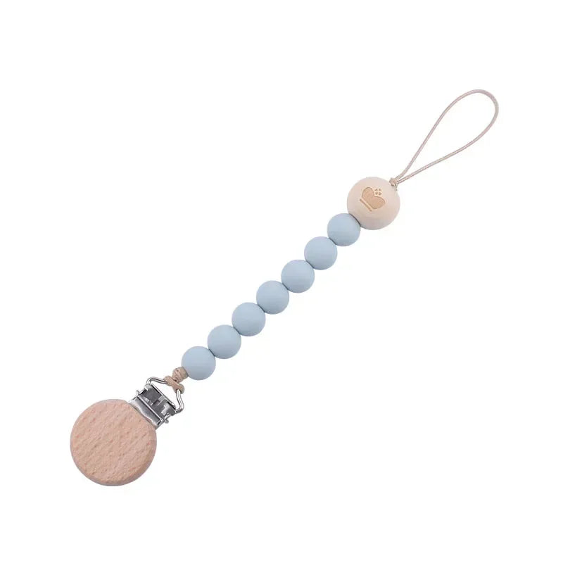 🌷 Personalized Soother Clip with Engraved Name — Silicone & Wood Clips, Baby Pacifier Holder, New Baby Gift