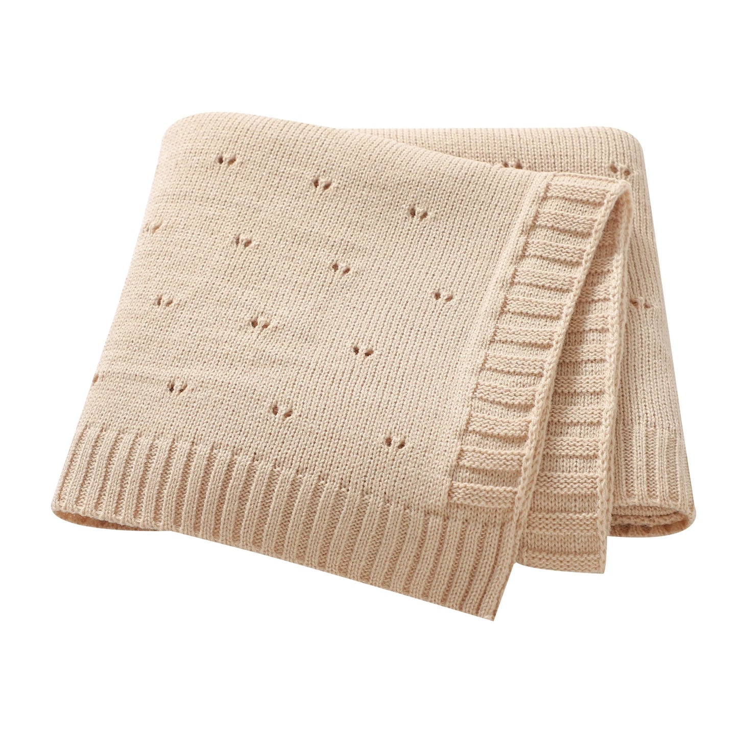 Plain Knitted Blanket for Newborn Baby Boy or Girl, 90 × 70 cm Bedding Quilt, Ultra Soft Stroller Swaddle Blanket, Checked Pattern, Warm Sleeping Bag.